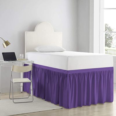 Prashi Beddings Dorm Bed Skirt Extra Long College Dorm Bedding Skirt, Microfiber Dust Ruffled Bed Skirt - Twin XL Size 36 Inches Drop - Egg Plant