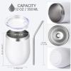 Volhoply 12oz Stainless Steel Wine Tumbler with Lid Bulk 12 Pack,Double Wall Vacuum Stemless Wine Glasses,Reusable Metal Travel Coffe Mug with Straw,Insulated Cups Gifts for ChristmasWhite,12 Set view 2
