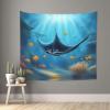 WHJWZY Manta Ray and Fish Pattern Quality Decor Tapestry 60x51 in : Soft, lightweight Suitable for wall hanging tapestries view 2