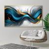 Blue and Gold Abstract Canvas Wall Art Modern Artwork Decor Blue Wall Art for Living Room, Bedroom, or Office (Gold Metal Framed, 48" Wx27 H/122x68cm) view 3