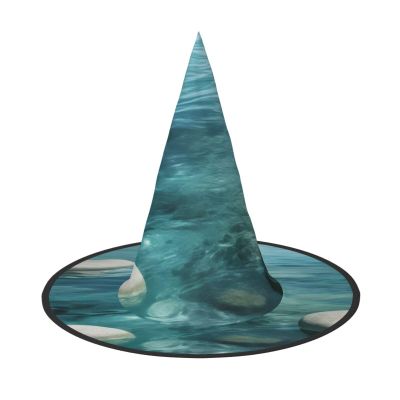 KOPUUYRD Tranquil Water Print Spellbinding Witch Hat,Halloween Hats,Small Yet Roomy Witch Hats,Halloween Witches Hat Decor