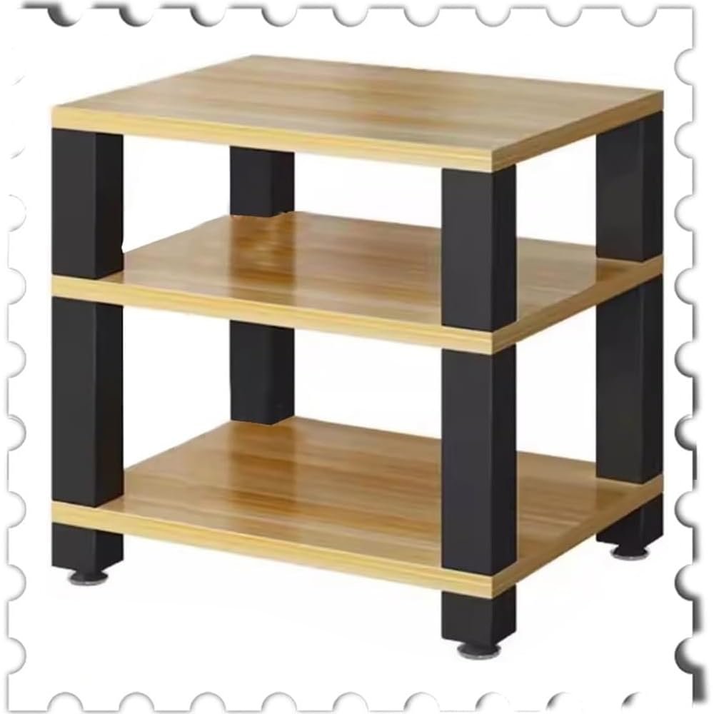 BIUBPW Solid Wood Media Cabinet for Audio Video 4-Tier Wooden Shelves AV Media Stand Stereo Rack for Home/Office/Theater, Entertainment Stereo Component Cabinet(Natural,58cm-22.8in)