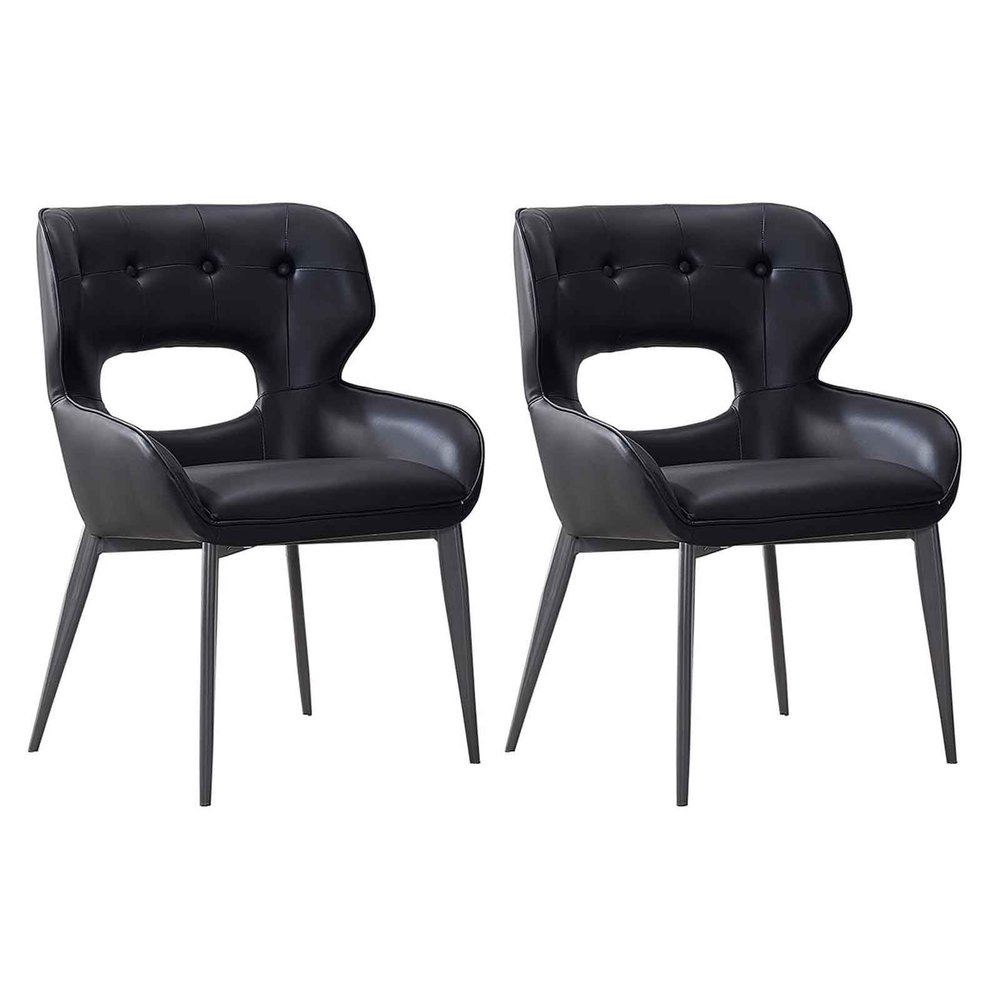 GXLGKTSTDC Dining Chairs Set of 2, Kitchen Chairs, Modern Dining Chairs, Leisure Chair, Comfortable Upholstered Back Chair, for Hotel, Cafe(Black)