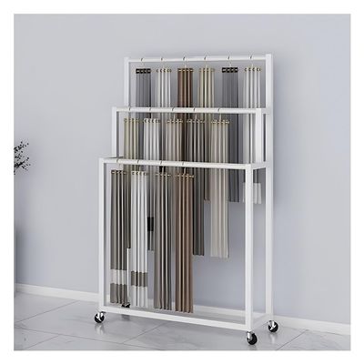 zktoermn Movable Floor-Standing Scarf Display Stand Rack, Metal Scarf Holder Organizer, for Shawl/Sheets/Fabrics/Curtain Sample(White,150x35x150 cm)