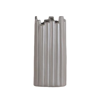 Ceramic Joe Minimalist Striped Art Handmade Ceramic Vases for Home Office Living Room Decorations (Gray,9.6in)