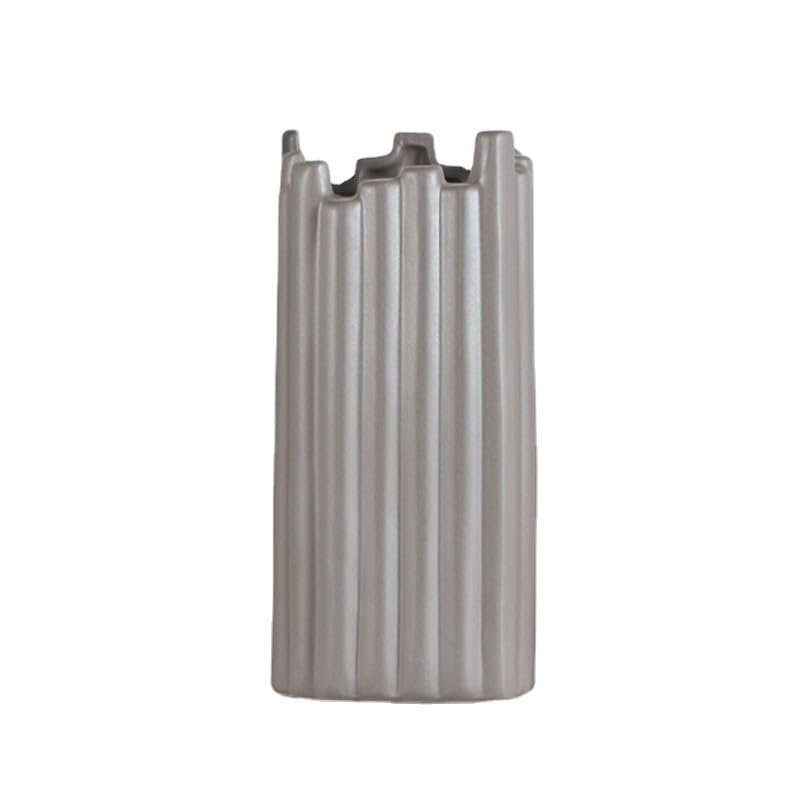 Ceramic Joe Minimalist Striped Art Handmade Ceramic Vases for Home Office Living Room Decorations (Gray,9.6in)