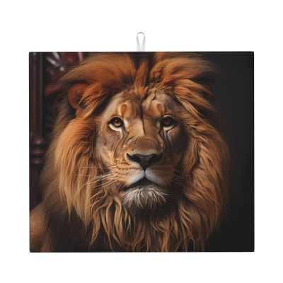 WHJWZY The Lion's Gaze Printed Kitchen countertop absorbent pads Drying Mat for Kitchen Made of sponge Water absorbent 18 x 16 in