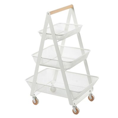 GIZNXBA Slim Storage Cart,3 Tier Bathroom Rolling Utility Cart Storage Organizer Slide Out Cart, Mobile Shelving Unit Organizer Trolley for Office Bathroom Kitchen Laundry Room Narrow Places(/White)