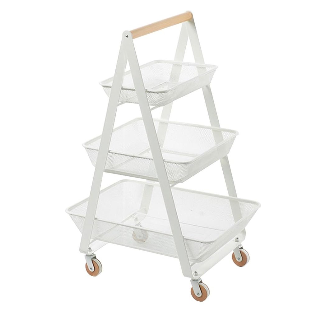 GIZNXBA Slim Storage Cart,3 Tier Bathroom Rolling Utility Cart Storage Organizer Slide Out Cart, Mobile Shelving Unit Organizer Trolley for Office Bathroom Kitchen Laundry Room Narrow Places(/White)