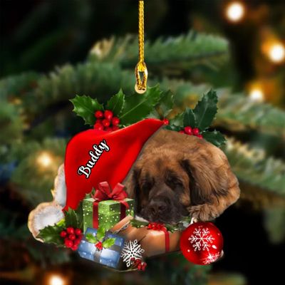 Leon Berger Sleeping in Hat Christmas Decor - Custom Dog Ornament, Gift for Dog Lovers
