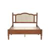 3 Pieces Bedroom Set with Full Size Wooden Bed Frame, 1 Vintage Nightstand and 1 Makeup Vanity Set with Stool,Black (Walnut + Wood + Full + 3 Piece Set) view 1