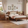 3 Pieces Bedroom Set with Full Size Wooden Bed Frame, 1 Vintage Nightstand and 1 Makeup Vanity Set with Stool,Black (Walnut + Wood + Full + 3 Piece Set) view 2