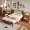 3 Pieces Bedroom Set with Full Size Wooden Bed Frame, 1 Vintage Nightstand and 1 Makeup Vanity Set with Stool,Black (Walnut + Wood + Full + 3 Piece Set) view 3
