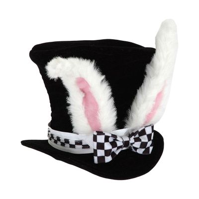 Bunny Ear Hat, Velvet Rabbit Hat, Mad Hatter Rabbit Plush Hat with Built-Size Adjuster, Magician Hat Costume, Men's Adult Black Bunny Ear Hat, Halloween Party Costume Accessory for Easter Party/183