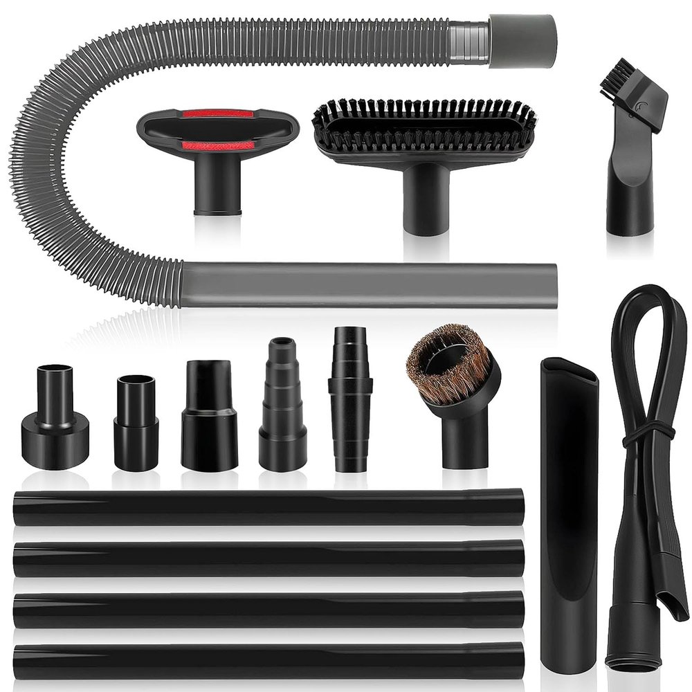 16-Piece 1 1/4 Inch(32mm) Vacuum Attachments Cleaning Kit With Vacuum Extension Wand/Dryer Lint Vac Attachment/Flexible Crevice Tool