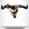 Cow Skull Wall Decor Cow Horn Butterfly Sculpture Hanging Resin Wildlife Decorations, Wild Animal Art Statues Handmade Simulation Bull's Head Figurines Home Decor for Living Room view 1