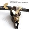 Cow Skull Wall Decor Cow Horn Butterfly Sculpture Hanging Resin Wildlife Decorations, Wild Animal Art Statues Handmade Simulation Bull's Head Figurines Home Decor for Living Room view 2