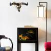 Cow Skull Wall Decor Cow Horn Butterfly Sculpture Hanging Resin Wildlife Decorations, Wild Animal Art Statues Handmade Simulation Bull's Head Figurines Home Decor for Living Room view 3