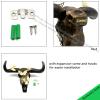 Cow Skull Wall Decor Cow Horn Butterfly Sculpture Hanging Resin Wildlife Decorations, Wild Animal Art Statues Handmade Simulation Bull's Head Figurines Home Decor for Living Room view 4