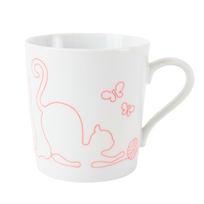 Mino ware Japanese Ceramics Mug Cup Light Weight Wire Art Cat made in Japan (Japan Import) (Red) AKM006