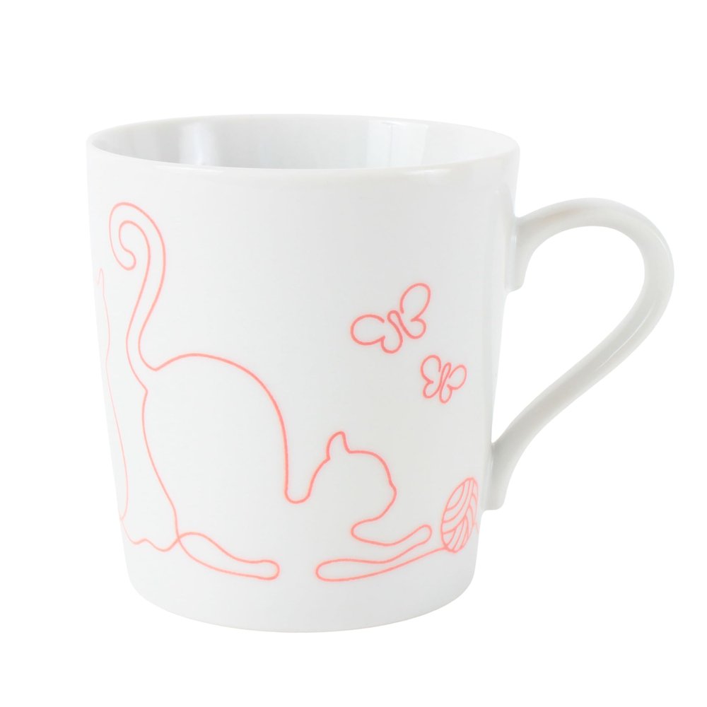 Mino ware Japanese Ceramics Mug Cup Light Weight Wire Art Cat made in Japan (Japan Import) (Red) AKM006