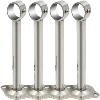 Pipe Bracket Flange Ceiling Bracket Mount Rod Bracket Support Stainless Steel Closet Pipe Bracket, Wall Mount Shower Curtain Hanging Rod Pipe Rod Flange Socket, Shower Curtain Hardware 4 Pack