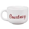 Custom Soup Mug, Crafted With 100% Durable Ceramic, Microwave Safe, White Design, Burgundy Font  Can Hold Up To 22 oz view 1