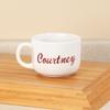 Custom Soup Mug, Crafted With 100% Durable Ceramic, Microwave Safe, White Design, Burgundy Font  Can Hold Up To 22 oz view 2