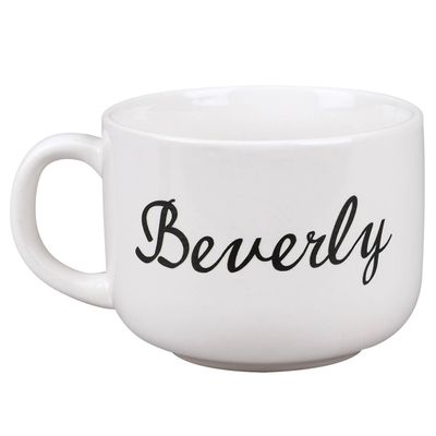 Custom Soup Mug, Crafted With 100% Durable Ceramic, Microwave Safe, White Design, Black Font  Can Hold Up To 22 oz