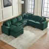 Aoowow Corduroy Modular Sectional Couch,Spacious 6 Seater Cloud Couch,L-Shaped Corner Sofa,DIY Free Combination U-Shaped Sofa with Ottoman for Living Room (Green, 6 Seater with 1 Ottoman) view 1