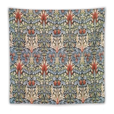 Focusbrite William Morris Tapestry, Vintage Rustic Art Botanical Floral Bird Tapestries Wall Wall Hanging Aesthetic for Bedroom Living Room Nursery 60"x60"