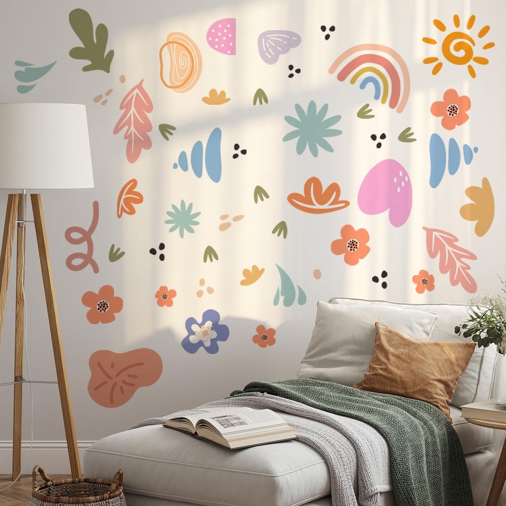 Abstract Shapes Wall DecalsGiant Set of Wall StickerModern Wall Art Wall Decals, Colorful, Rainbow, Pattern Stickers (Irregular Wall Stickers)