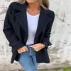 Udeniy Womens Casual Pea Coat Long Sleeve Mid-Long Overcoats Womens Trendy Hooded Outwear Open Front Wool Coat With Pockets view 3