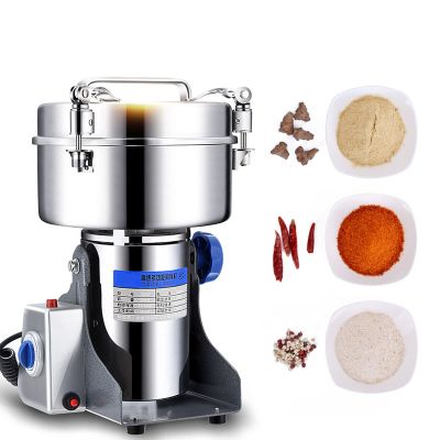 2500G Commercial Electric Grain Grinder Mill Herb Grinder Cereal Pulverizer Stainless Steel Grinder Powder Machine Swing Type Grain Mill Grinder For Grinding Spice Pepper Coffee Corn 1800W