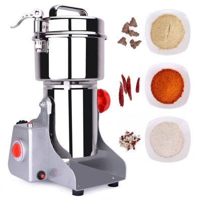 800 G Electric Grain Grinder Mill Swing Type Herb Grinder Stainless Steel Cereal Crusher High Speed Spices Pulverizer For Grinding Coffee Beans Nuts Pepper Family Medical Powder Machine