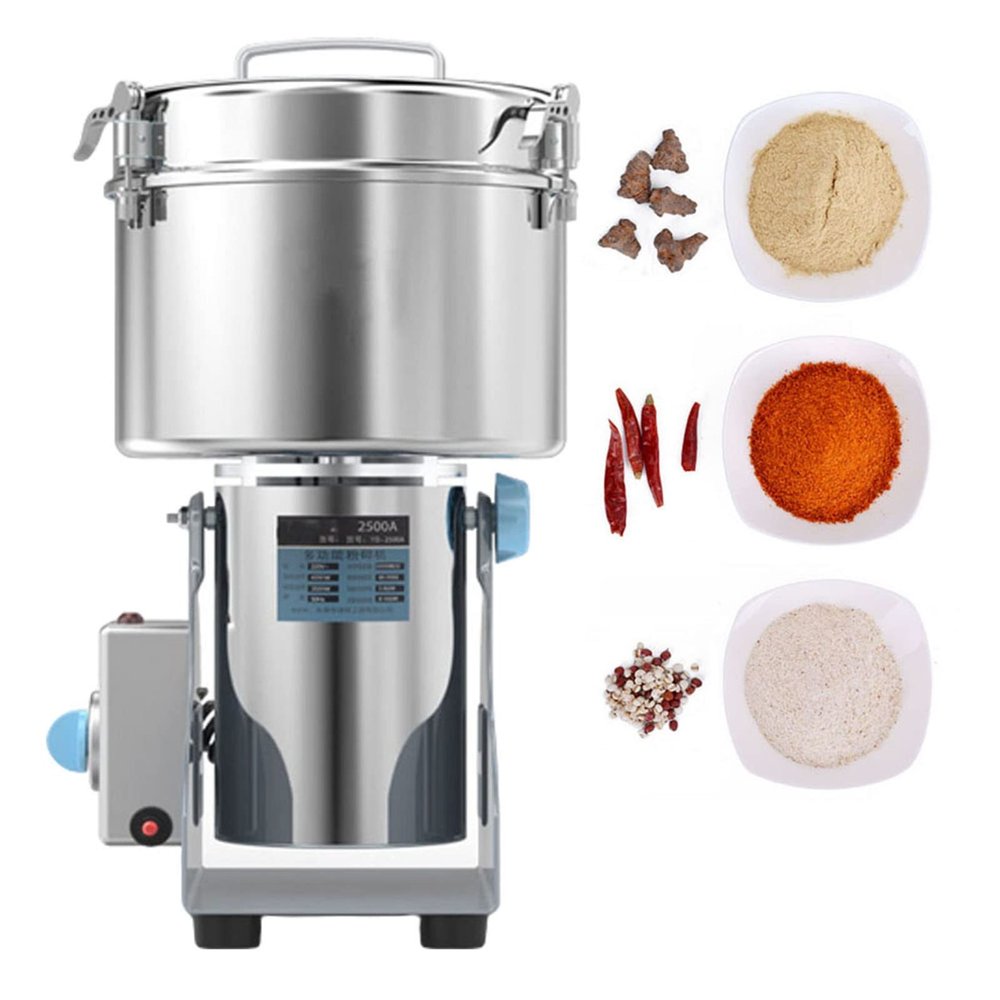 2500G Commercial Electric Grain Grinder Mill Swing Type Herb Grinder Stainless Steel Cereal Pulverizer High Speed Coffee Grinder Fine Flour Powder Machine For Grinding Bean Nut Spice Pepper Coffee(430