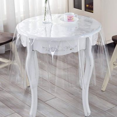 JIXDILO Clear Round Plastic Tablecloth Protector,Transparent PVC Table Cover,Waterproof Table Protector for Dining Table Parties Camping(Diameter:70", Clear)