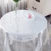 JIXDILO Clear Round Plastic Tablecloth Protector,Transparent PVC Table Cover,Waterproof Table Protector for Dining Table Parties Camping(Diameter:70", Clear) view 2