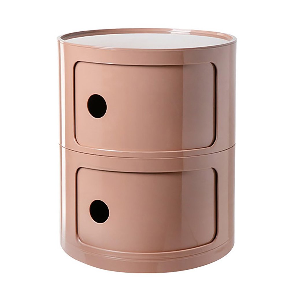 Round Nightstand with Drawers,Bedside Table with Storage,Round Storage Cabinet with Sliding Door,Modern End Table Side Table,Plastic Bedside Table Chest for Living Room Bedroom Bathroom