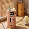 Round Nightstand with Drawers,Bedside Table with Storage,Round Storage Cabinet with Sliding Door,Modern End Table Side Table,Plastic Bedside Table Chest for Living Room Bedroom Bathroom view 2