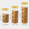 Round Nightstand with Drawers,Bedside Table with Storage,Round Storage Cabinet with Sliding Door,Modern End Table Side Table,Plastic Bedside Table Chest for Living Room Bedroom Bathroom view 3