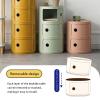 Round Nightstand with Drawers,Bedside Table with Storage,Round Storage Cabinet with Sliding Door,Modern End Table Side Table,Plastic Bedside Table Chest for Living Room Bedroom Bathroom view 4