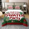 100% Cotton Duvet Cover, Merry Christmas Geometric Snowflakes Sweater, Warm Xmas Farmhouse Style Comforter Cover 2 Pcs with 1 Pillowcase Twin view 1