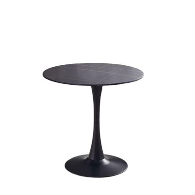 BABETRUE Deask Modern Light Luxury Slate Small Round Table, Creative Negotiation Reception Table, Milk Tea Coffee, Dessert Shop Table, Home Reception Table Escritorios para Oficina(Black,80CM)