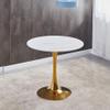 BABETRUE Deask Modern Light Luxury Slate Small Round Table, Creative Negotiation Reception Table, Milk Tea Coffee, Dessert Shop Table, Home Reception Table Escritorios para Oficina(Black,80CM) view 2