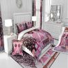3 Pieces Pink Farmhouse Barn Door Duvet Cover 100%Nature Cotton Full for Teens Youth,Merry Christmas Trees Gifts Comforter Cover,Wooden Stripes Country Decor Super Soft Bedding (Not Comforter) view 4