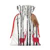 UIANG Antlers Reusable Burlap Gift Bags with Drawstring,Deer Tree with Red Holiday Theme,Treat Bags Party Favor Bags Candy Goodies Food Storage Bags Gift Wrapping Package,White Red - M view 1