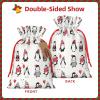 UIANG Antlers Reusable Burlap Gift Bags with Drawstring,Deer Tree with Red Holiday Theme,Treat Bags Party Favor Bags Candy Goodies Food Storage Bags Gift Wrapping Package,White Red - M view 3