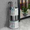 JIXDILO Metal Round Umbrella Holder, Umbrella Stand Rack for Entryway, Freestanding Umbrella Organizer, Cane Walking Stick Holder for Home Office Hotel(50x25(19.7"x9.8"), White) view 1