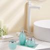 Escenzy Turquoise Bathroom Accessories Set 4 Pcs | Handcrafted Mosaic Glass Soap Dispenser, Toothbrush Holder, Cotton Swab Jar, Vanity Tray | Luxury Coastal Boho Bathroom Decor view 2